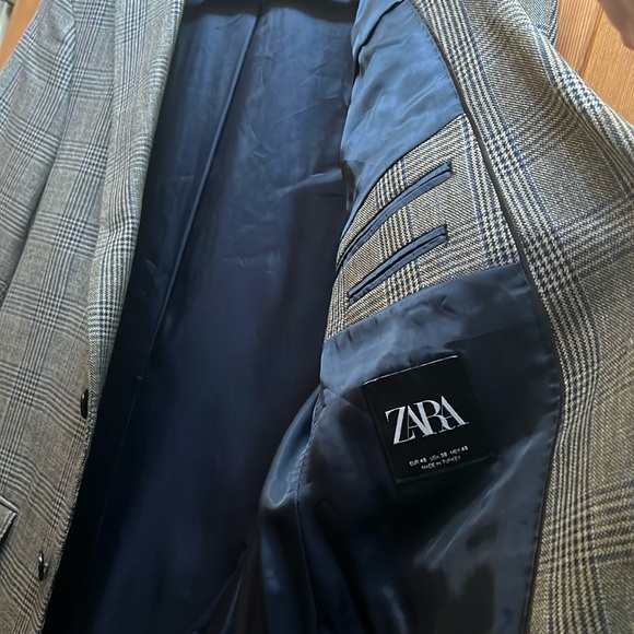 New Zara Mens Blazer Jacket Glen Plaid Double Back Vents Size 38 NWOT - Picture 12 of 15